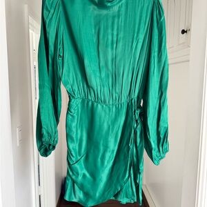 Zara Green Satin Mini Dress